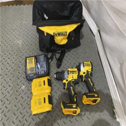 Houston location AS-IS DEWALT 20V MAX XR Cordless Drill/Driver, ATOMIC Impact Driver 2 Tool Combo Kit, (2) 2.0Ah Batteries, Charger, and Bag