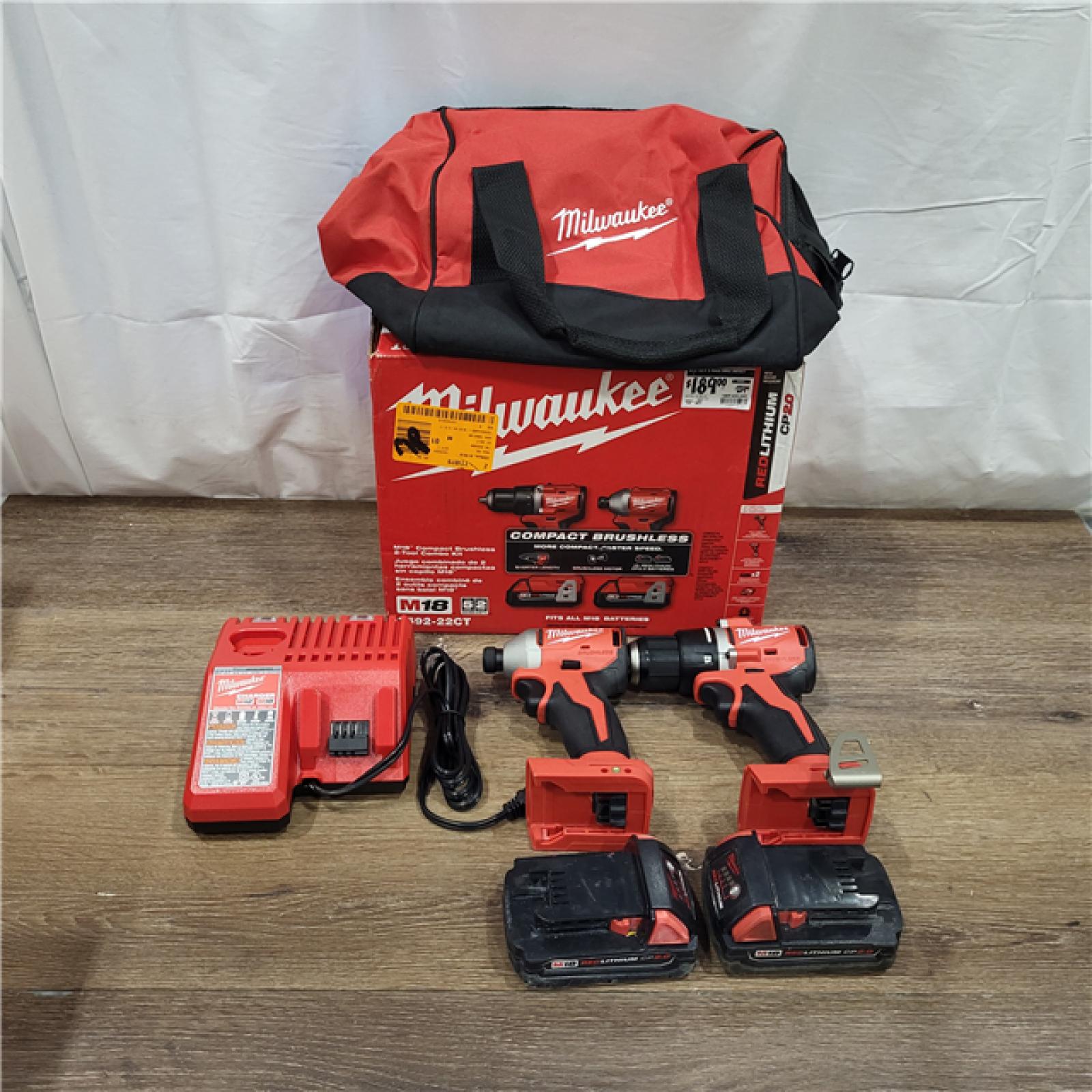 AS-IS Milwaukee M18 Compact Brushless 2-Tool Combo Kit