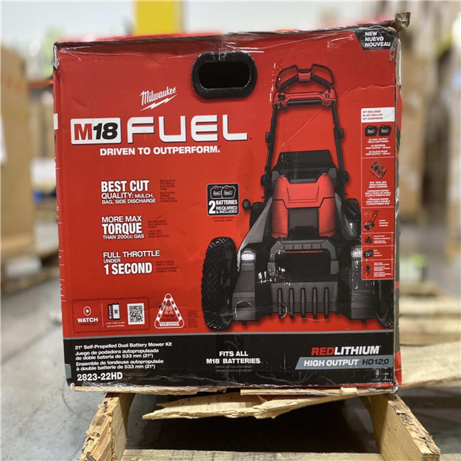 DALLAS LOCATION -  Milwaukee M18 FUEL Brushless Cordless 21 in. Walk Behind Dual Battery Self-Propelled Mower w/(2) 12.0Ah Battery and Rapid Charger