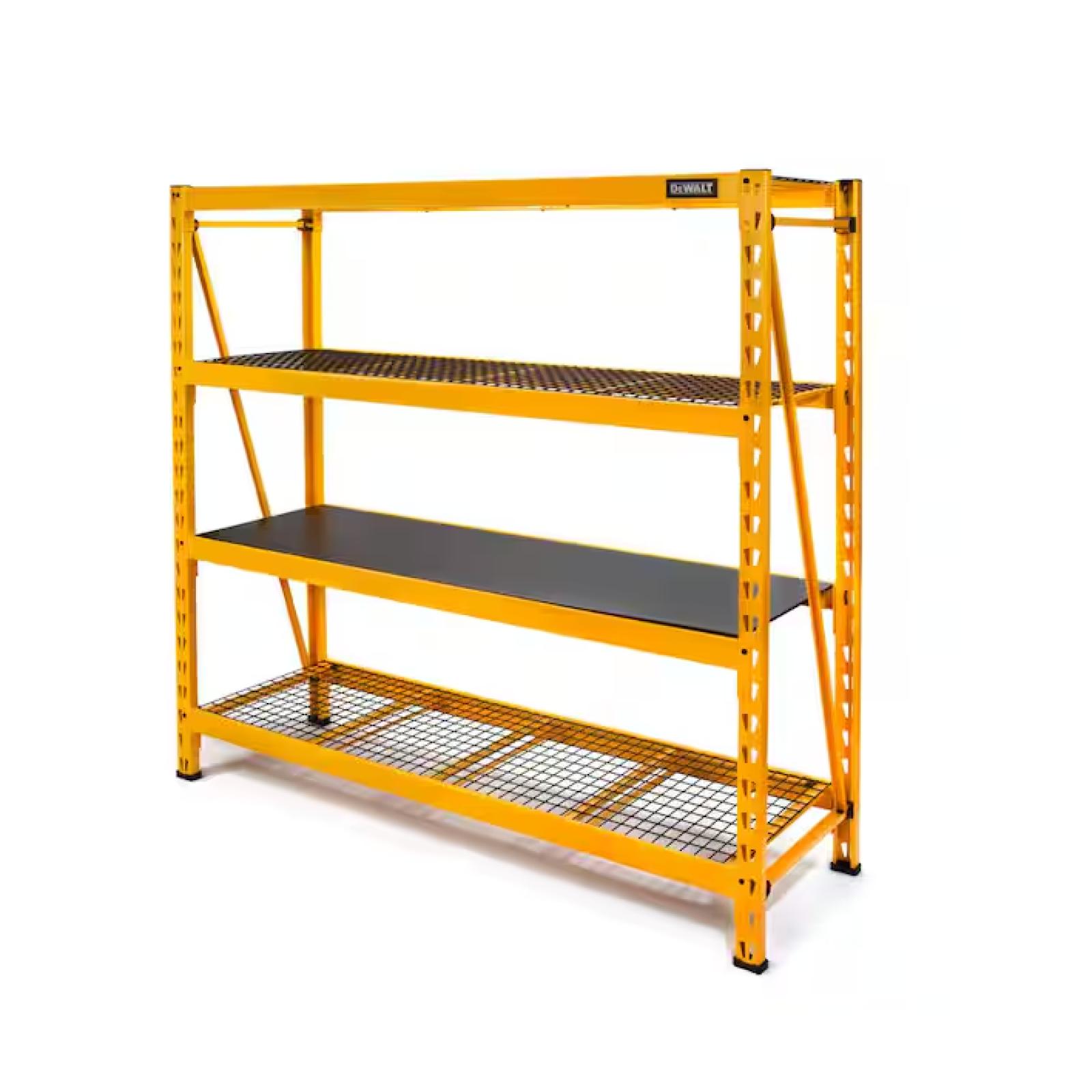 DALLAS LOCATION - DEWALT Yellow 4-Tier Steel Garage Storage Shelving Unit (77 in. W x 72 in. H x 24 in. D) PALLET - (4 UNITS)