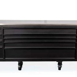 DALLAS LOCATION - HUSKY 108 in. W X 24 in. D 9-Drawer Heavy-Duty Mobile Workbench with Stainless Steel Top in Matte Black