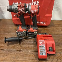 AS-ISMilwaukee M18 FUEL 18V Lithium-Ion Brushless Cordless Hammer Drill and Impact Driver Combo Kit (2-Tool) with 2 Batteries