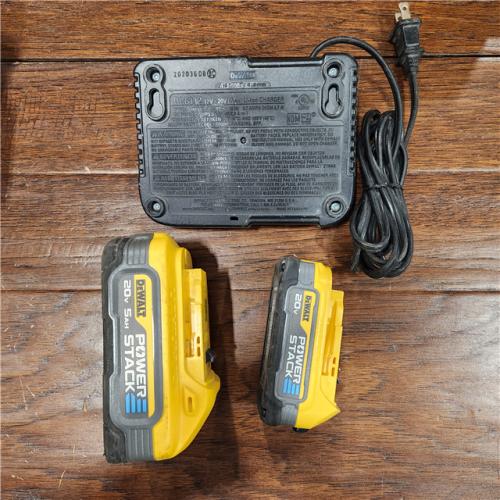 AS-IS DeWalt 20V MAX POWERSTACK DCBP315-2C Lithium-Ion 1.7Ah and 5Ah Battery and Charger Starter Kit 3 Pc