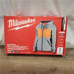 AS-IS Milwaukee Women's Large M12 12-Volt Lithium-Ion Cordless Gray Heated Jacket Hoodie Kit with (1) 2.0 Ah Battery and Charger