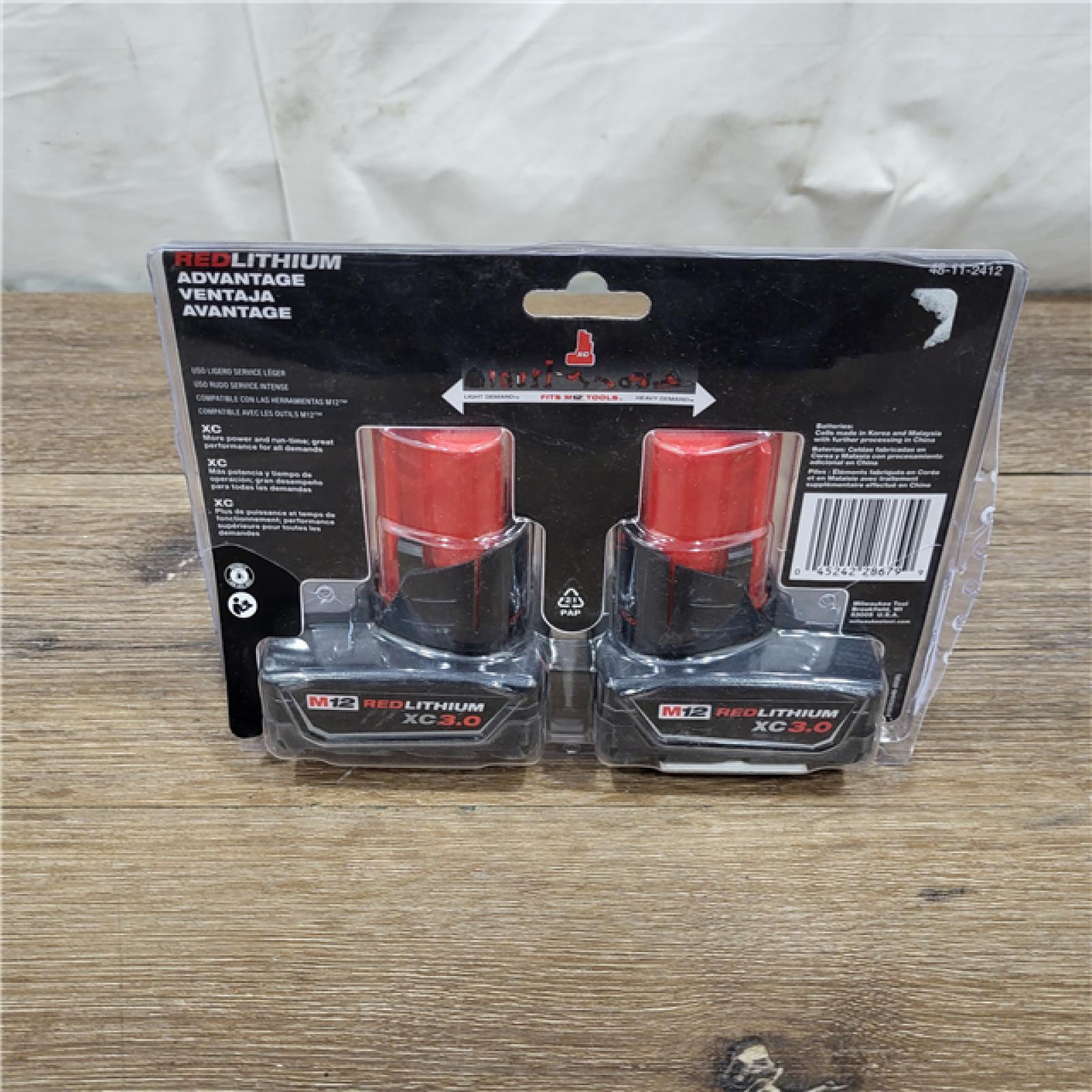 AS-IS Milwaukee M12 12-Volt Lithium-Ion XC Extended Capacity 3.0Ah Battery Pack 3.0Ah (2-Pack)