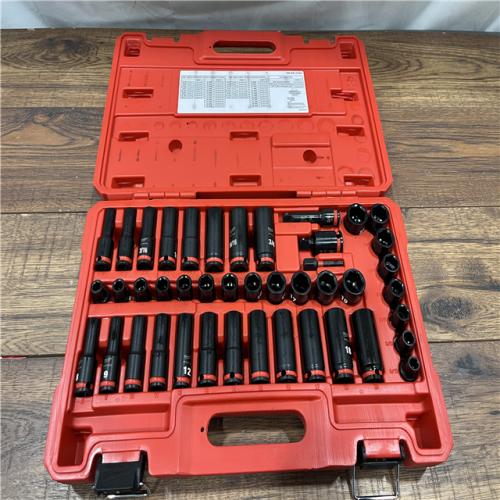 AS IS Milwaukee Tool 43 Pc 3/8 Drive Deep Socket Set - 5/16 to 3/4, 8 to 19mm, 6 Points | Part #49-66-7009