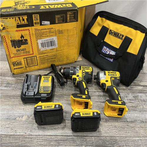 AS-IS DEWALT 20V MAX XR Cordless Brushless Drill/Impact 2 Tool Combo Kit with (2) 20V 2.0Ah Batteries and Charger