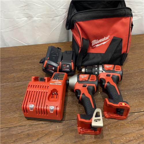 AS-ISMilwaukee M18 18V Cordless Brushed 2 Tool Drill/Driver and Impact Driver Kit