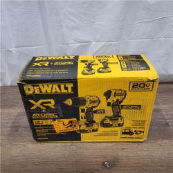 AS-IS DEWALT 20V MAX XR Hammer Drill and ATOMIC Impact Driver 2 Tool Cordless Combo Kit with (2) 4.0Ah Batteries, Charger, and Bag