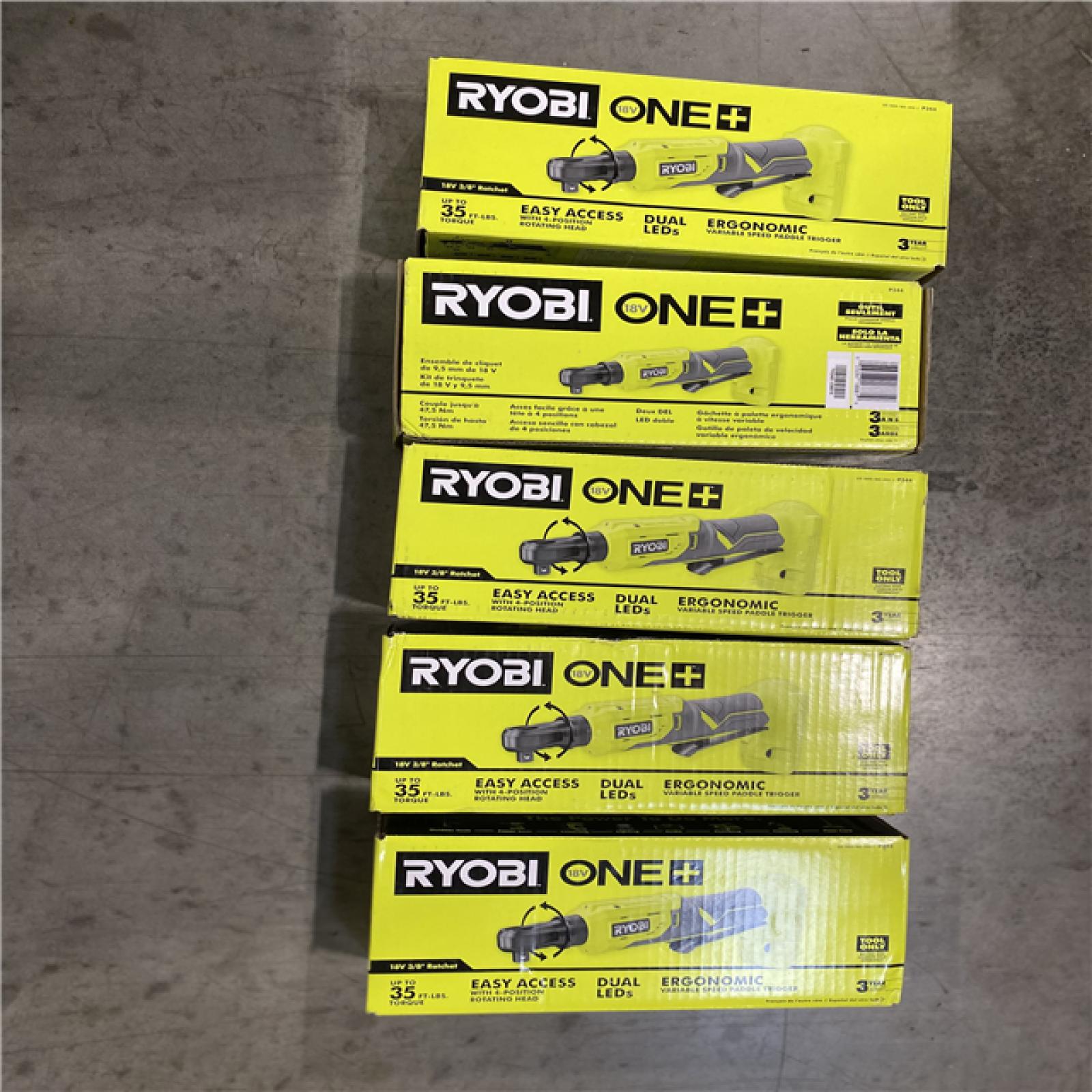 NEW! - RYOBI ONE+ 18V Cordless 3/8 in. 4-Position Ratchet (Tool Only) - (5 UNITS)