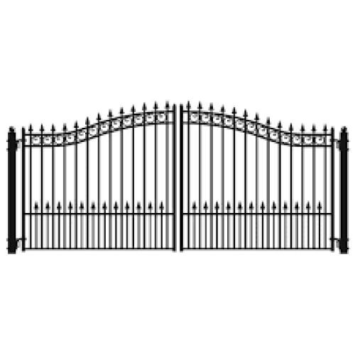 Phoenix Location NEW ALEKO Prague Style 16 ft. x 6 ft. Black Steel Dual Driveway Fence Gate DG16PRAD-HD