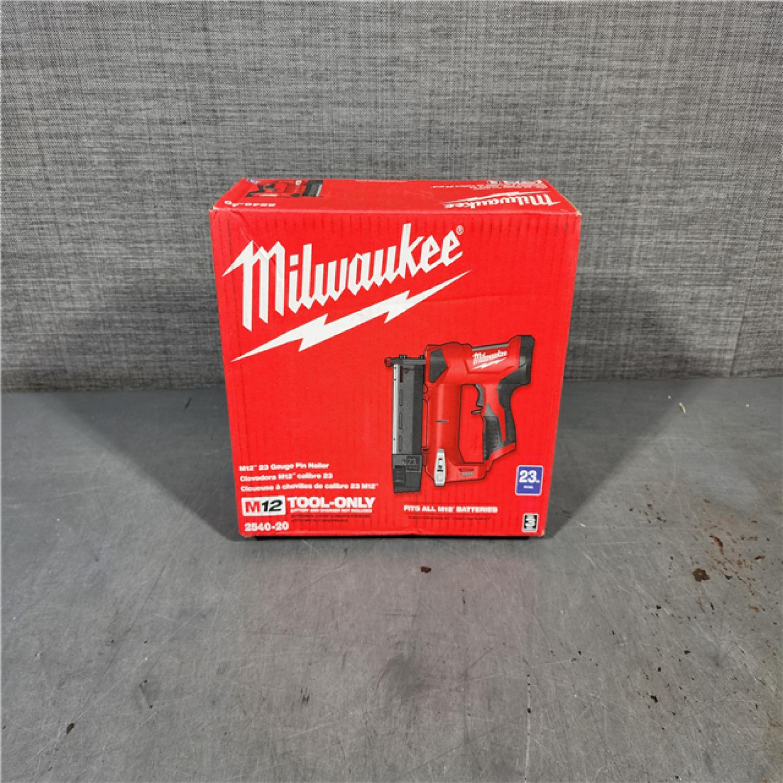 HOUSTON LOCATION - AS-IS (APPEARS LIKE NEW) Milwaukee 2540-20 12V 23 Gauge Cordless Pin Nailer (Tool Only)