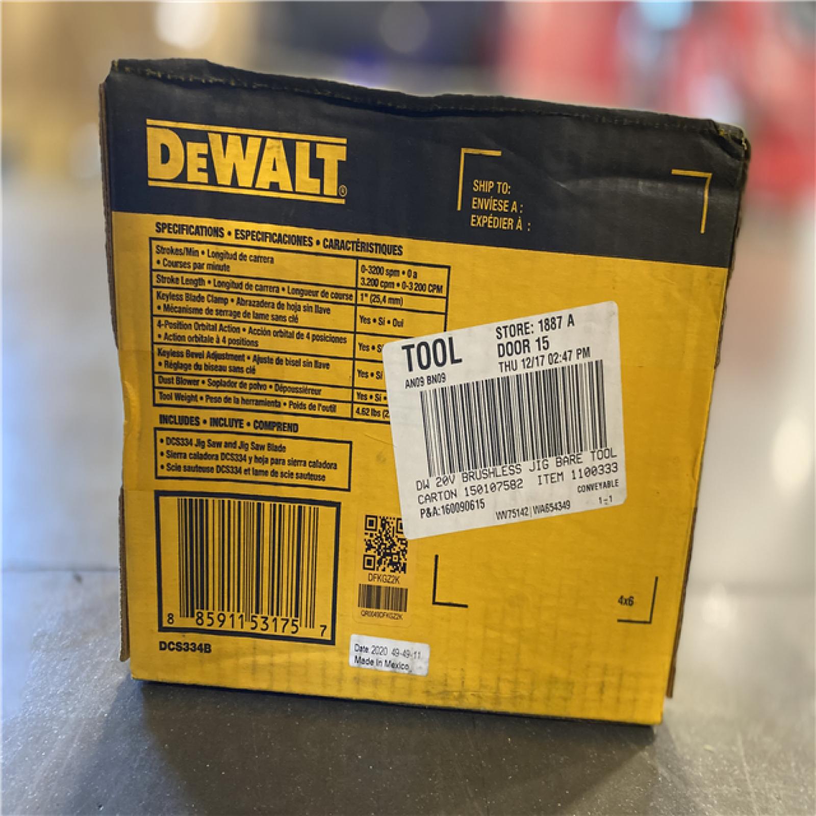 NEW! - DEWALT 20V MAX XR Cordless Brushless Jigsaw (Tool Only)