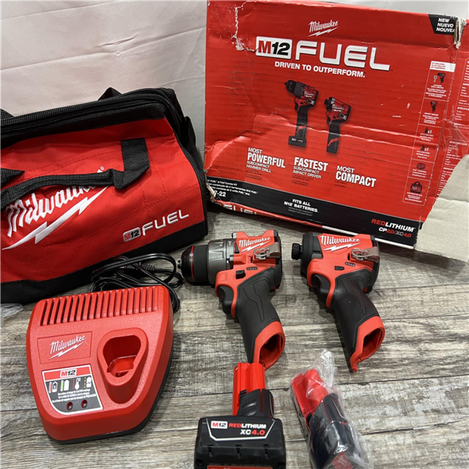 AS-IS Milwaukee 3497-22 12V Brushless Hammer Drill and Impact Driver Combo Kit