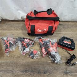 AS-IS M12 12V Lithium-Ion Cordless 4-Tool Combo Kit with (2) Compact 1.5Ah Batteries and Charger