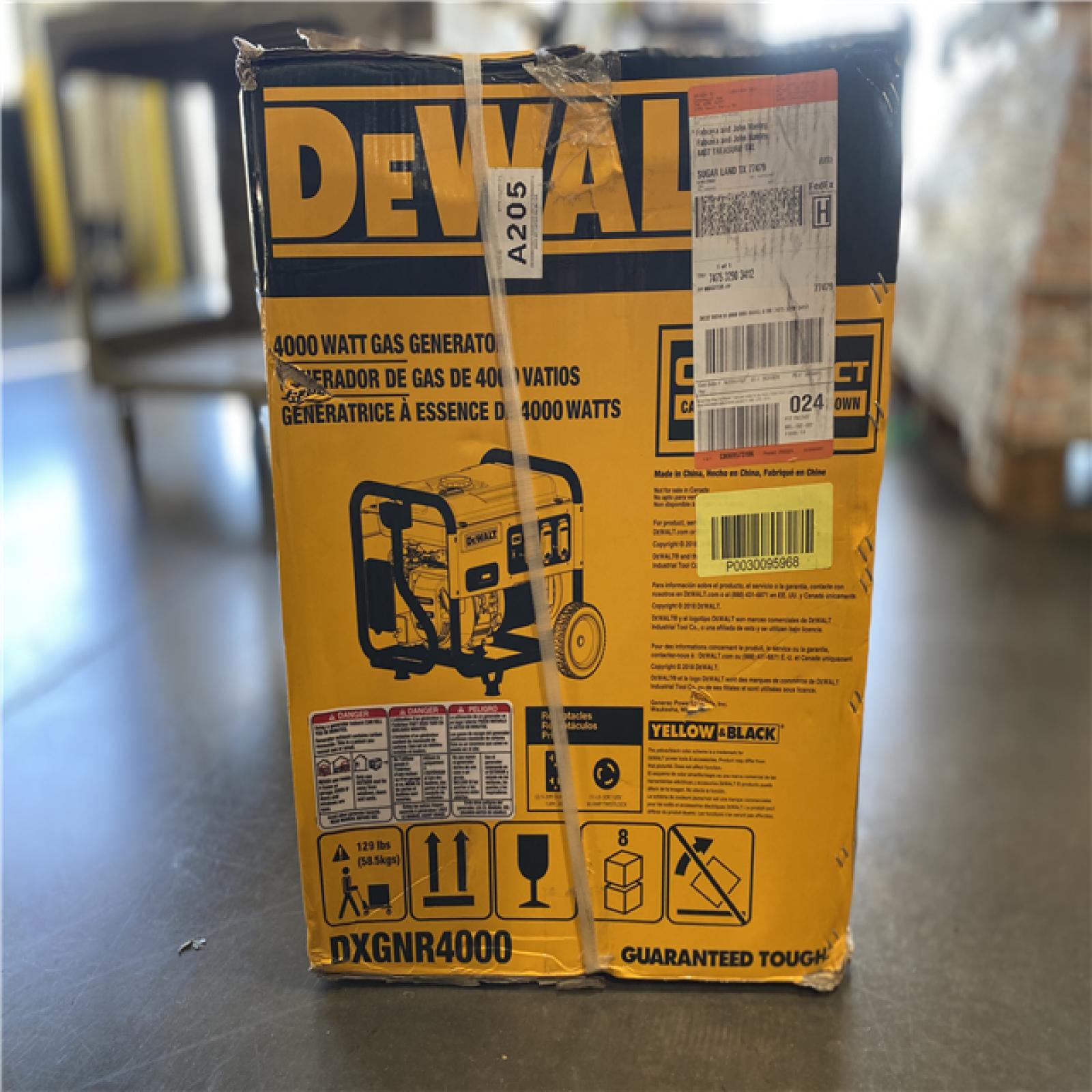 DALLAS LOCATION - DEWALT 4000-Watt Manual Start Gas-Powered Portable Generator with Premium Engine, Covered Outlets and CO Protect