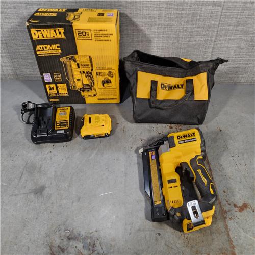 HOUSTON LOCATION - AS-IS DEWALT ATOMIC 20V MAX Lithium Ion Cordless 23 Gauge Pin Nailer Kit with 2.0Ah Battery and Charger