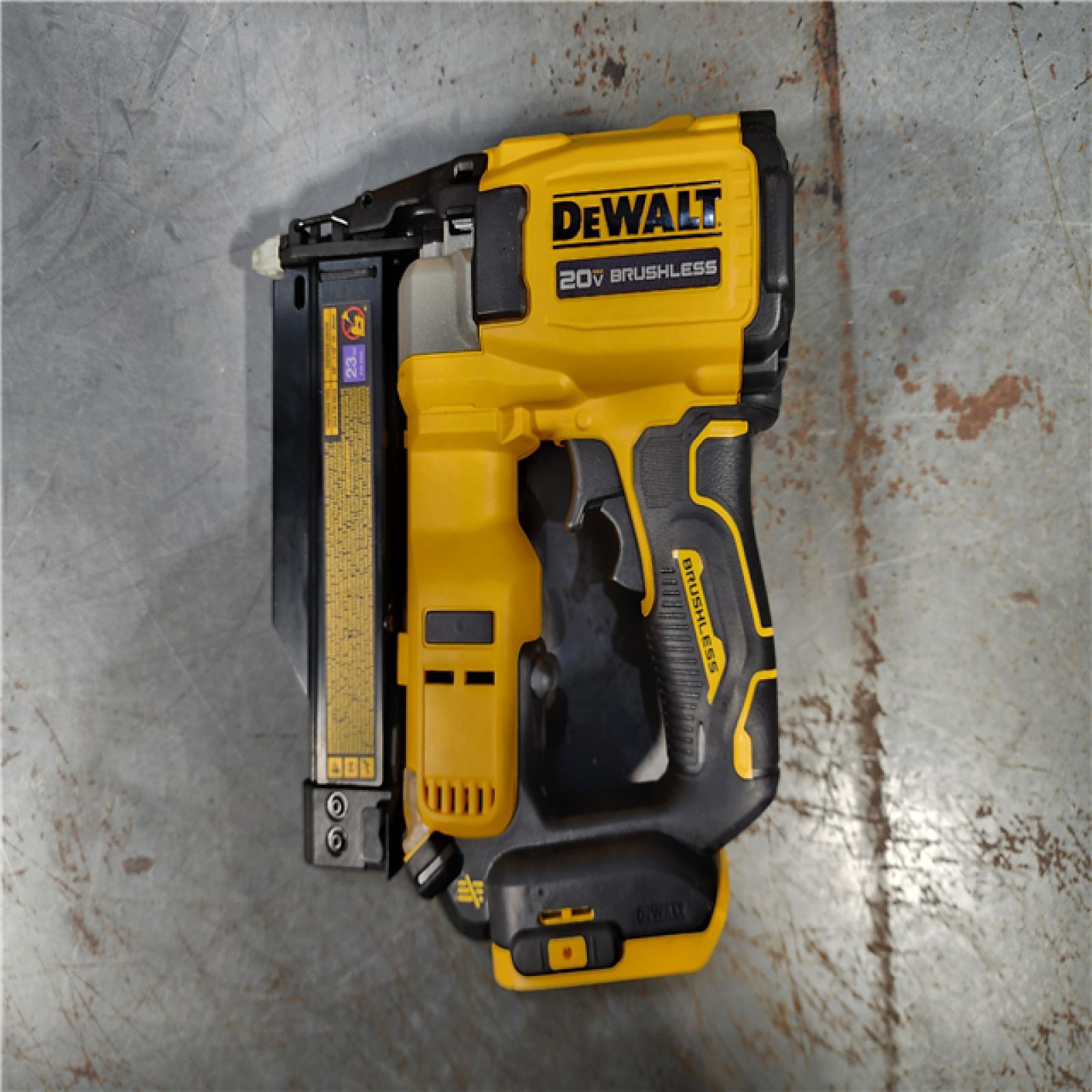 HOUSTON LOCATION - AS-IS DEWALT ATOMIC 20V MAX Lithium Ion Cordless 23 Gauge Pin Nailer Kit with 2.0Ah Battery and Charger