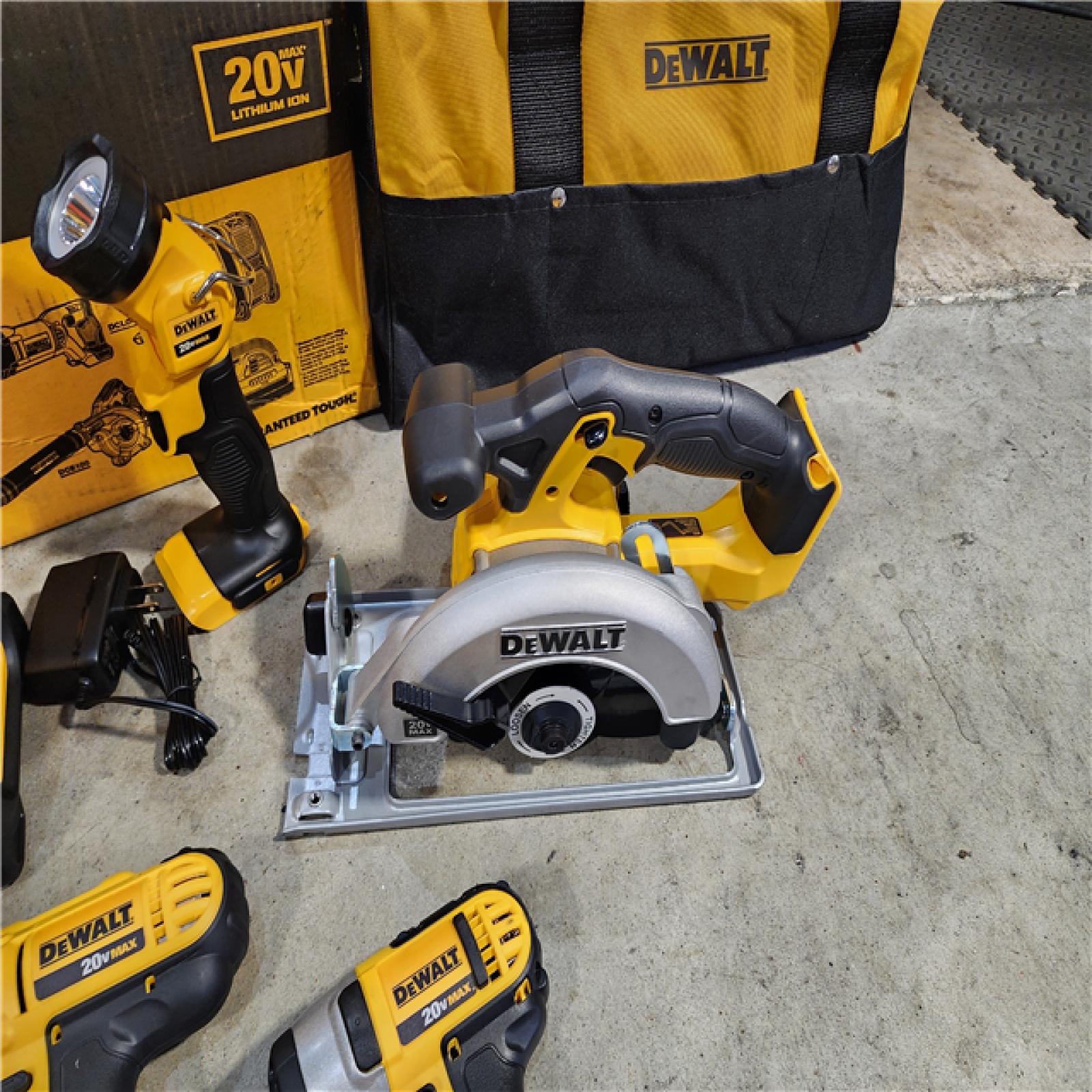 HOUSTON LOCATION - AS-IS (APPEARS LIKE NEW) DEWALT 20V MAX Cordless 10 Tool Combo Kit with (2) 20V 2.0Ah Batteries, Charger, and Bag