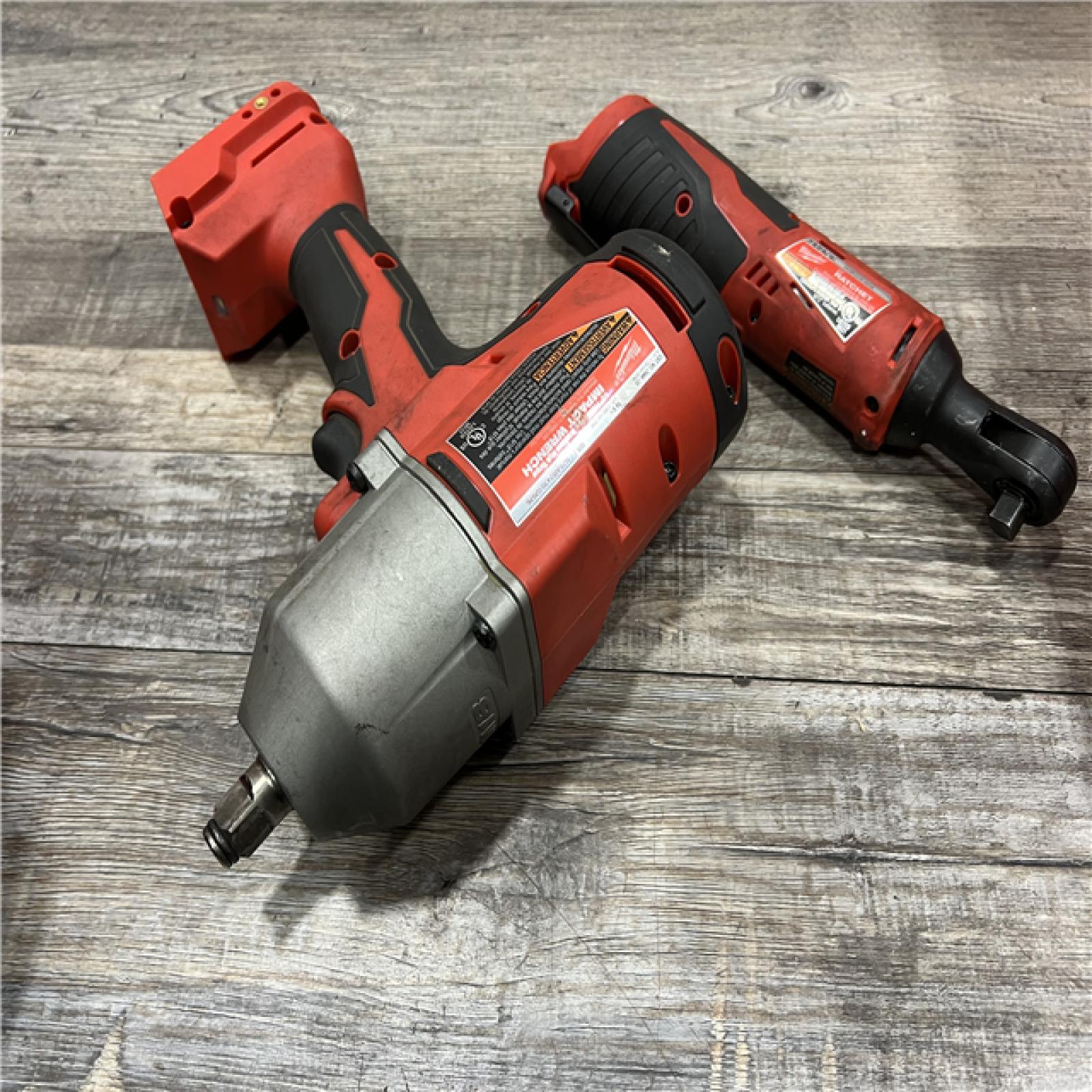 AS-IS MILWAUKEE M12/M18 12/18V Lithium-Ion Cordless 3/8 in. Ratchet and 1/2 in. High Torque Impact Wrench with Friction Ring Combo Kit