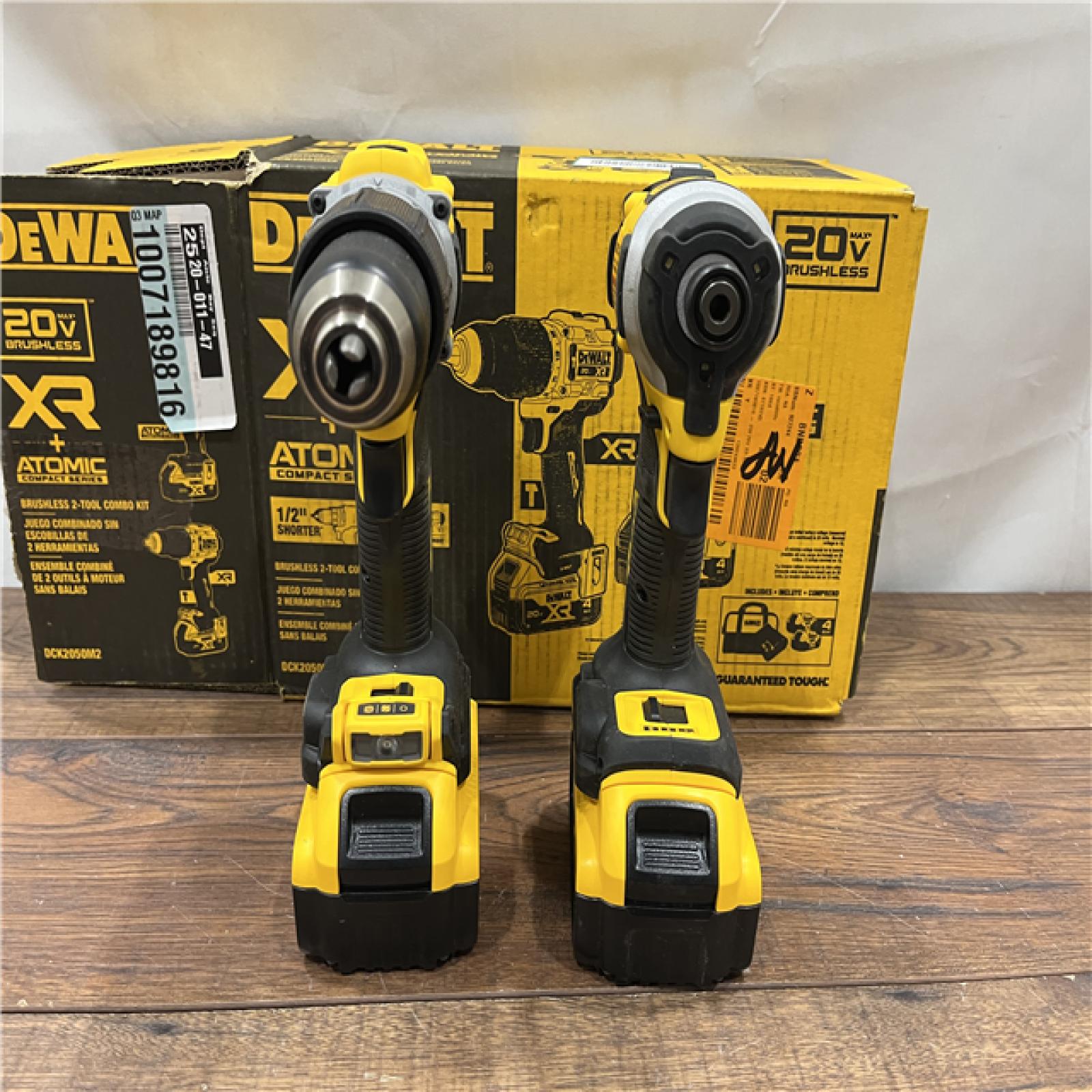 AS IS DEWALT 20V MAX XR Hammer Drill and ATOMIC Impact Driver 2 Tool Cordless Combo Kit with (2) 4.0Ah Batteries, Charger, and Bag