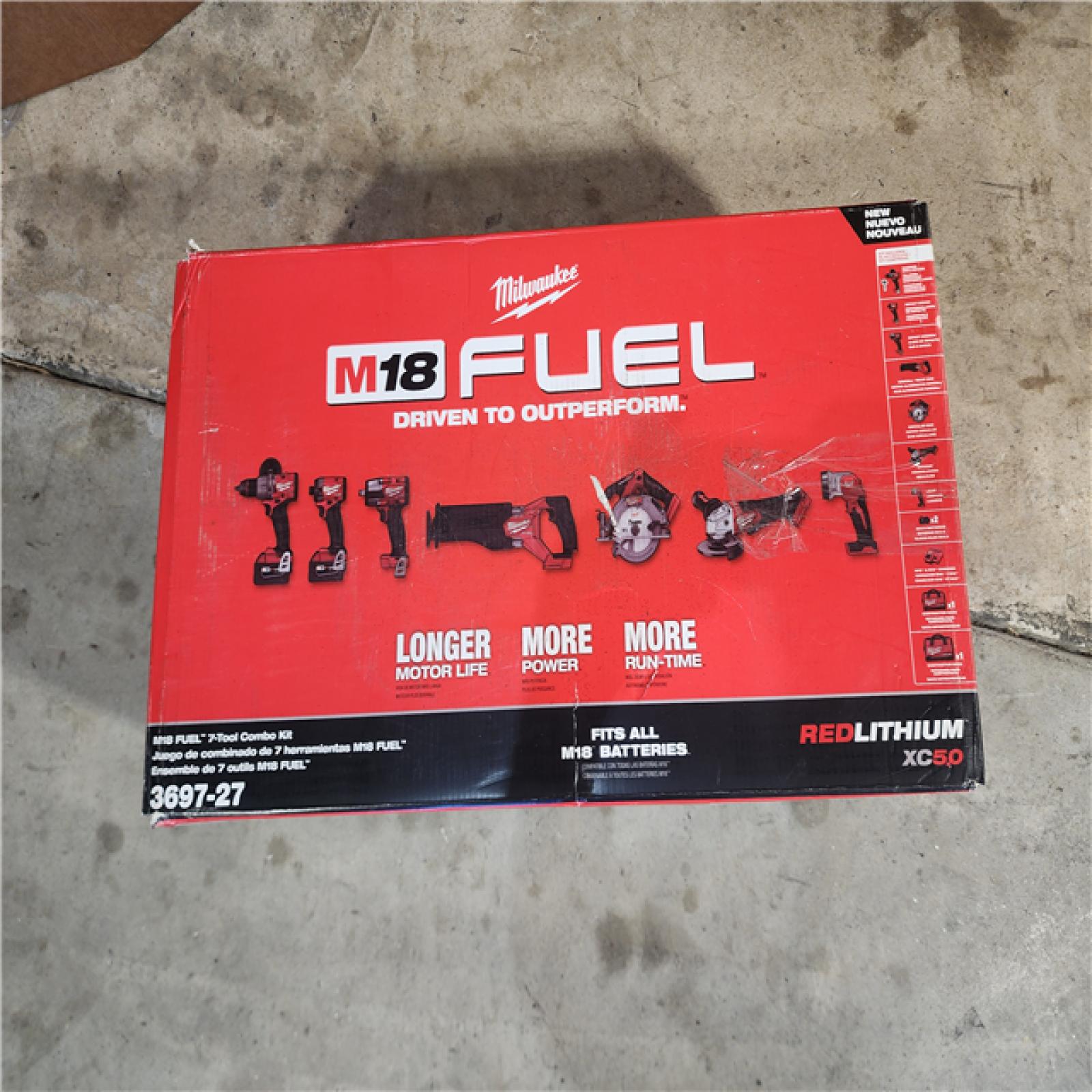 HOUSTON LOCATION - AS-IS (APPEARS LIKE NEW) Milwaukee M18 FUEL 18V Lithium-Ion Brushless Cordless Combo Kit with Two 5.0 Ah Batteries  1 Charger  2 Tool Bags (7-Tool)