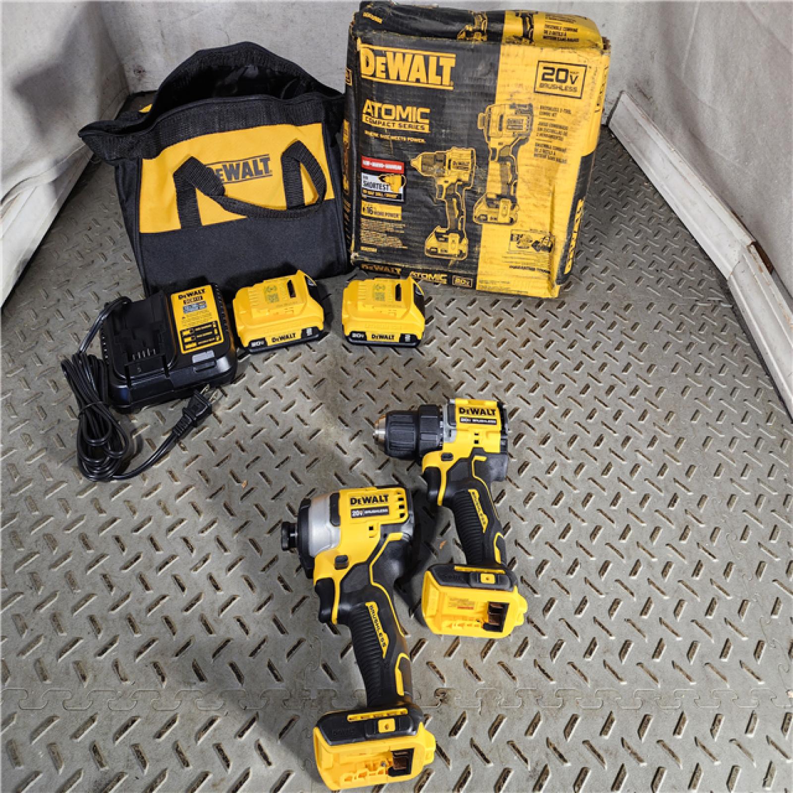 HOUSTON LOCATION - AS-IS (APPEARS LIKE NEW) ATOMIC 20-Volt MAX Lithium-Ion Cordless Combo Kit (2-Tool) with (2) 2.0Ah Batteries, Charger and Bag