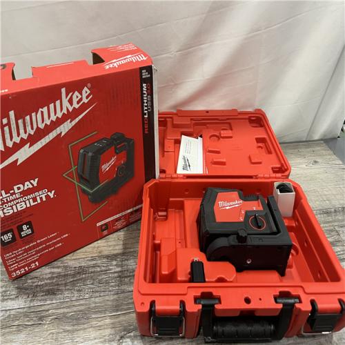 AS-IS MILWAUKEE 100 Ft. REDLITHIUM Lithium-Ion USB Green Rechargeable Cross Line Laser Level with Charger