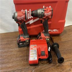 AS-ISMilwaukee M18 FUEL 18V Lithium-Ion Brushless Cordless Hammer Drill and Impact Driver Combo Kit (2-Tool) with 2 Batteries