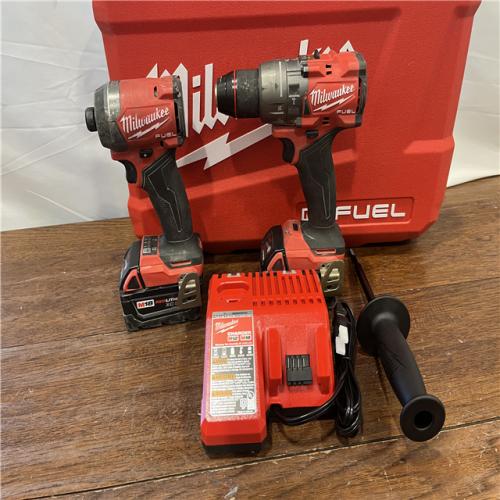 AS-ISMilwaukee M18 FUEL 18V Lithium-Ion Brushless Cordless Hammer Drill and Impact Driver Combo Kit (2-Tool) with 2 Batteries