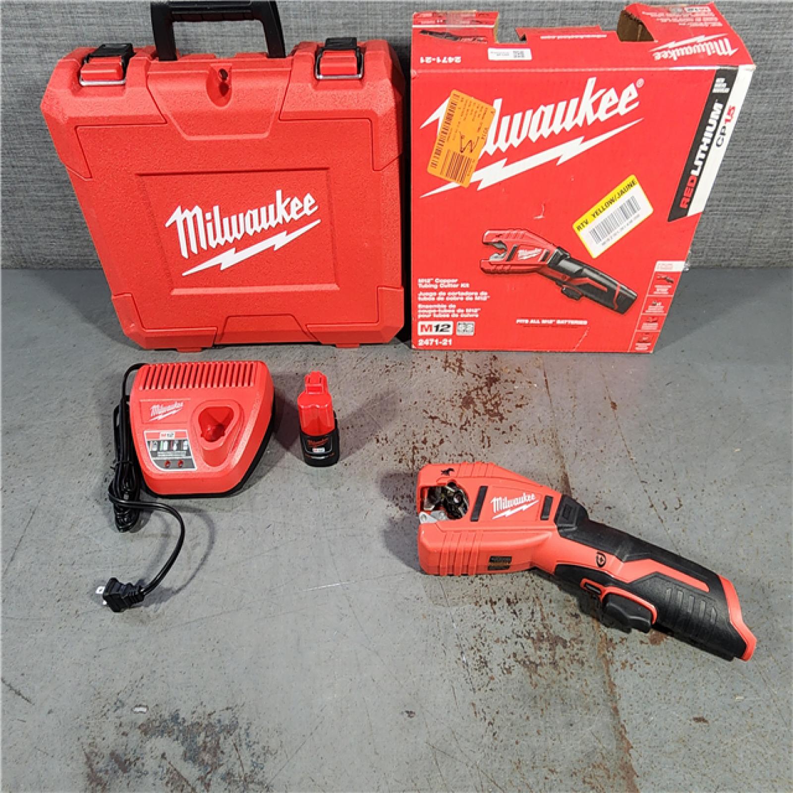 HOUSTON LOCATION - AS-IS (APPEARS LIKE NEW) Milwaukee M12 12-Volt Lithium-Ion Cordless Copper Tubing Cutter Kit with 1.5 Ah Battery, Charger and Hard Case