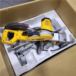 AS-IS DEWALT 15 Amp Corded 12 in. Double Bevel Sliding Compound Miter Saw, Blade Wrench and Material Clamp