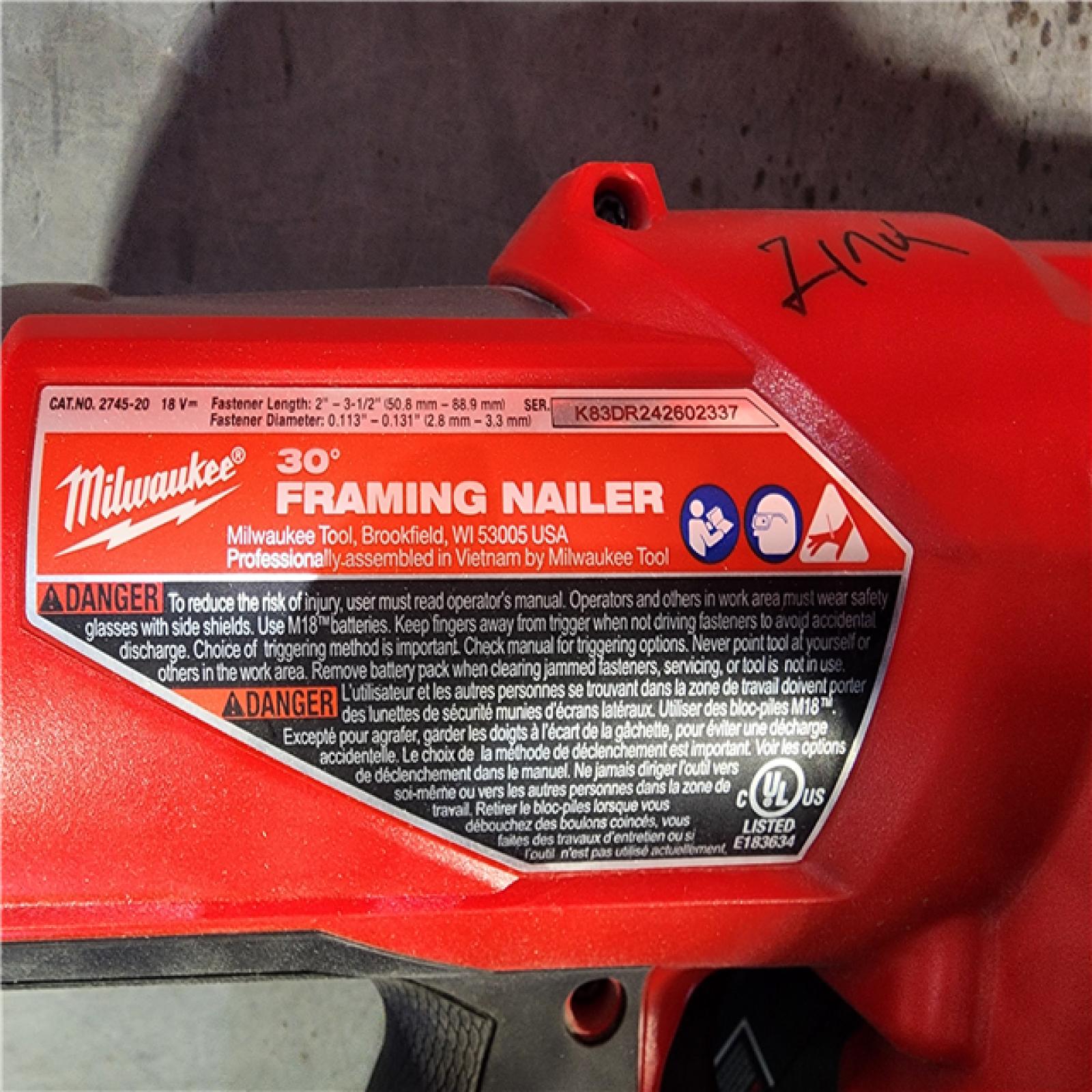 HOUSTON LOCATION - AS-IS M18 FUEL 3-1/2 in. 18-Volt 30-Degree Lithium-Ion Brushless Cordless Framing Nailer (Tool-Only)