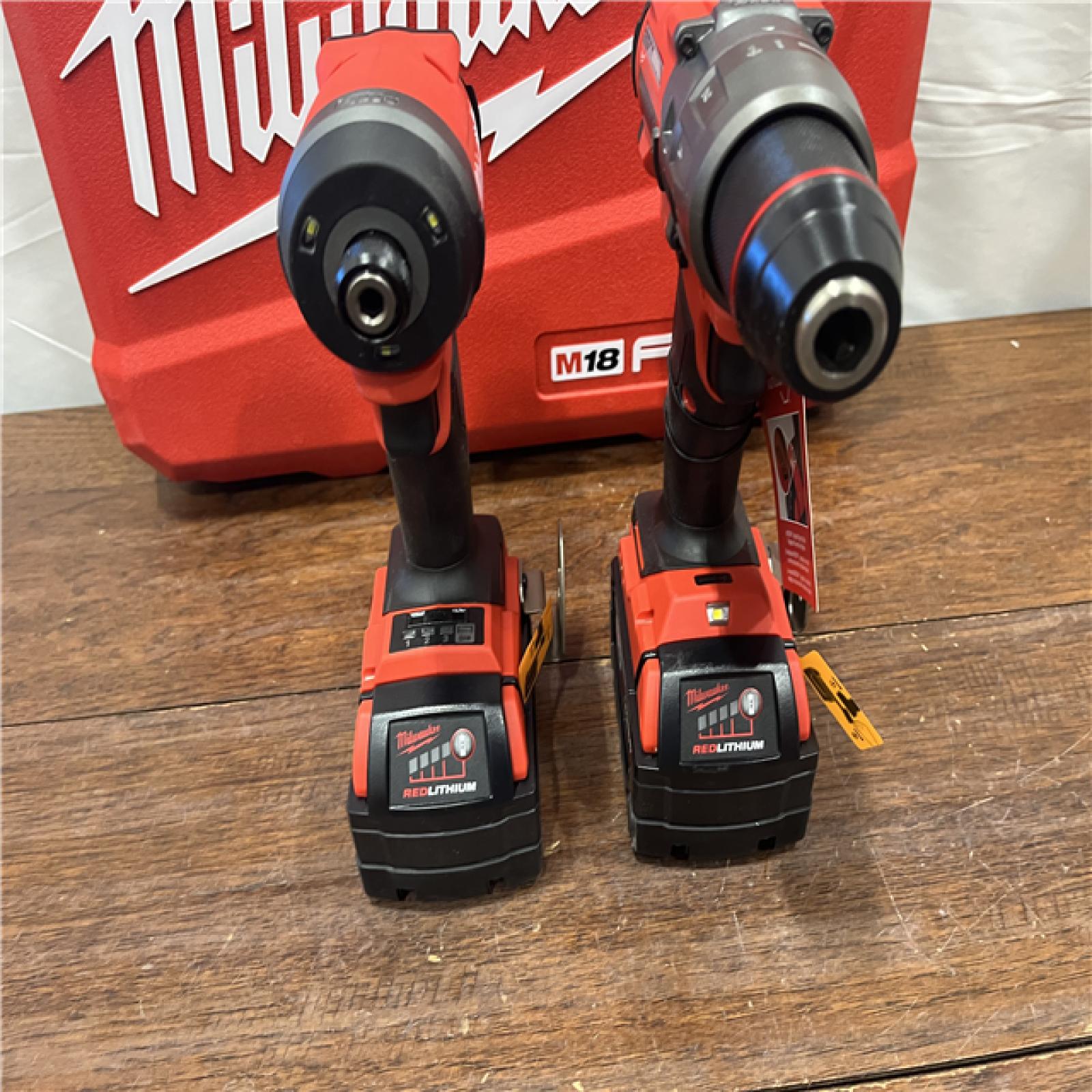 AS-ISMilwaukee M18 FUEL 18V Lithium-Ion Brushless Cordless Hammer Drill and Impact Driver Combo Kit (2-Tool) with 2 Batteries