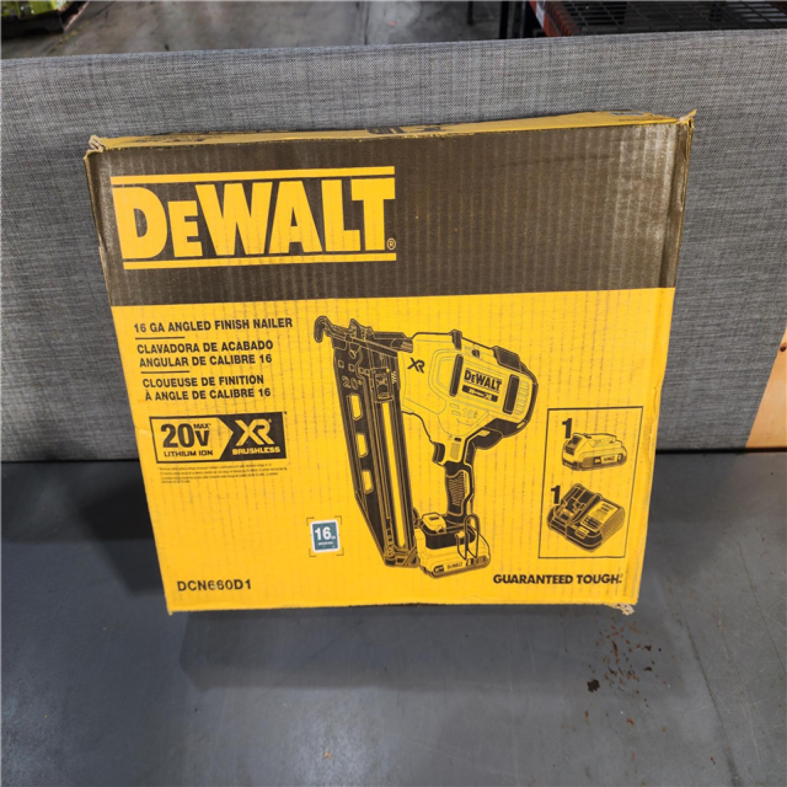 HOUSTON LOCATION - AS-IS DeWalt DCN660D1 20V 16 Gauge Cordless Angled Finish Nailer Kit W/ 2Ah Battery