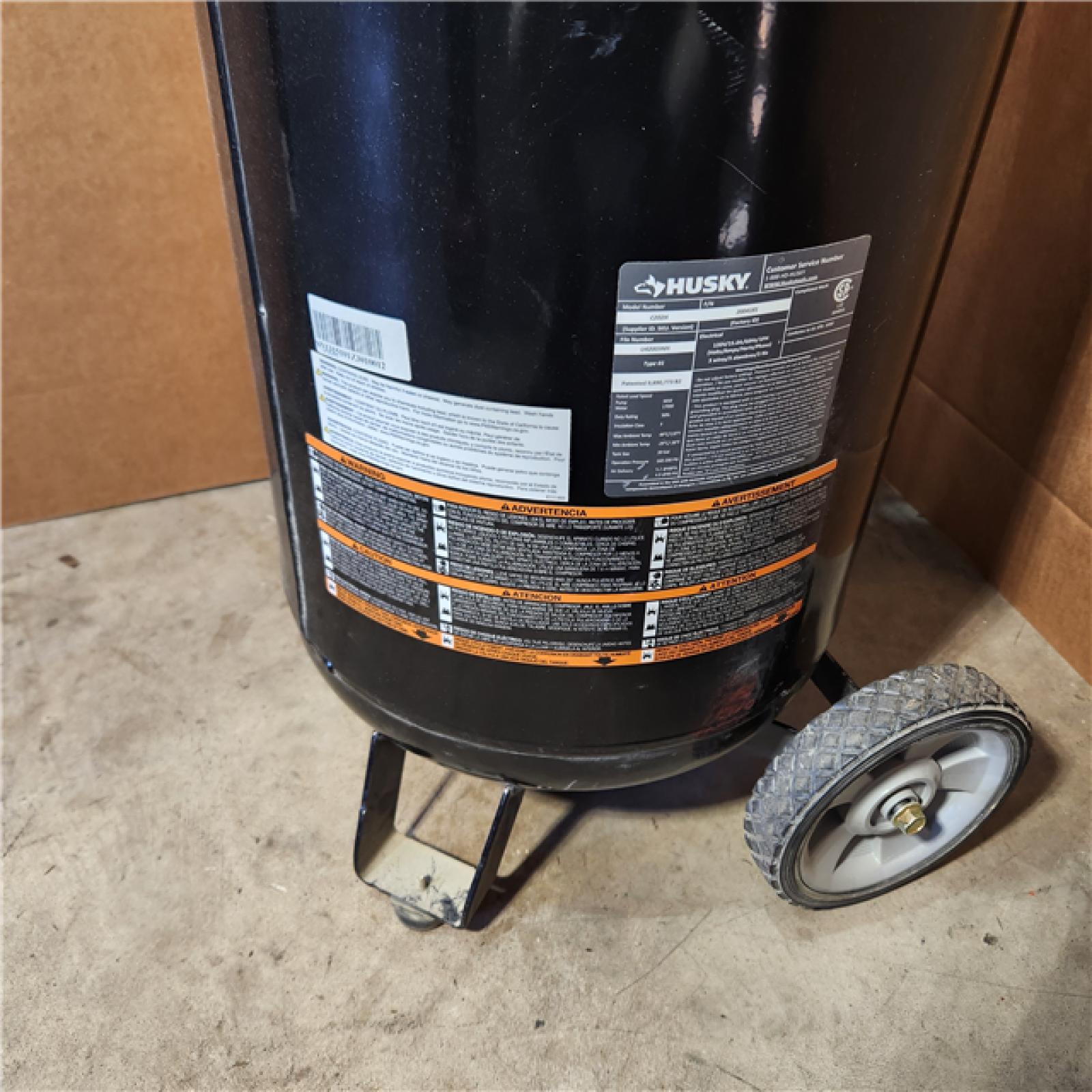 HOUSTON Location-AS-IS-Husky 20 Gal. 200 PSI Oil Free Portable Vertical Electric Air Compressor APPEARS IN USED Condition