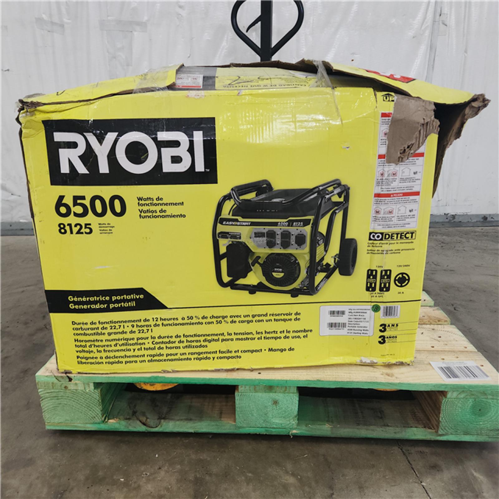 Houston Location - AS-IS Ryobi 6,500-Watt Gasoline Powered Portable Generator