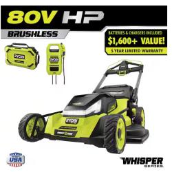 DALLAS LOCATION - RYOBI 80V HP Brushless Battery Cordless Electric 30 in. Multi-Blade Lawn Mower with Battery and Charger