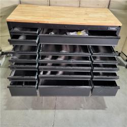 CALIFORNIA AS IS husky 72in. 18-drawer mobile workbench With adjustable high top textured matte black.