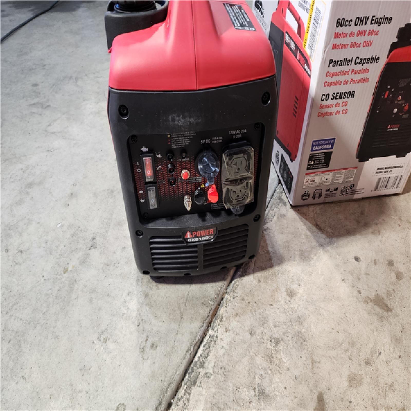 HOUSTON LOCATION - AS-IS 1500-Watt Recoil Start Gasoline Powered Ultra-Light Inverter Generator with 60cc OHV Engine and CO Sensor Shutdown