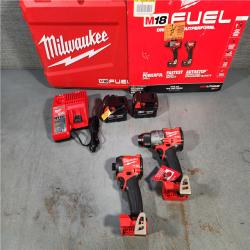 HOUSTON LOCATION - AS-IS (APPEARS LIKE NEW) Milwaukee M18 FUEL 18V Lithium-Ion Brushless Cordless Hammer Drill and Impact Driver Combo Kit (2-Tool) with 2 Batteries