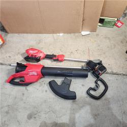 Houston location AS-IS MILWAUKEE M18 FUEL 18V Lithium-Ion Brushless Cordless QUIK-LOK String Trimmer/Blower Combo Kit with Battery  (2-Tool) NO CHANGER