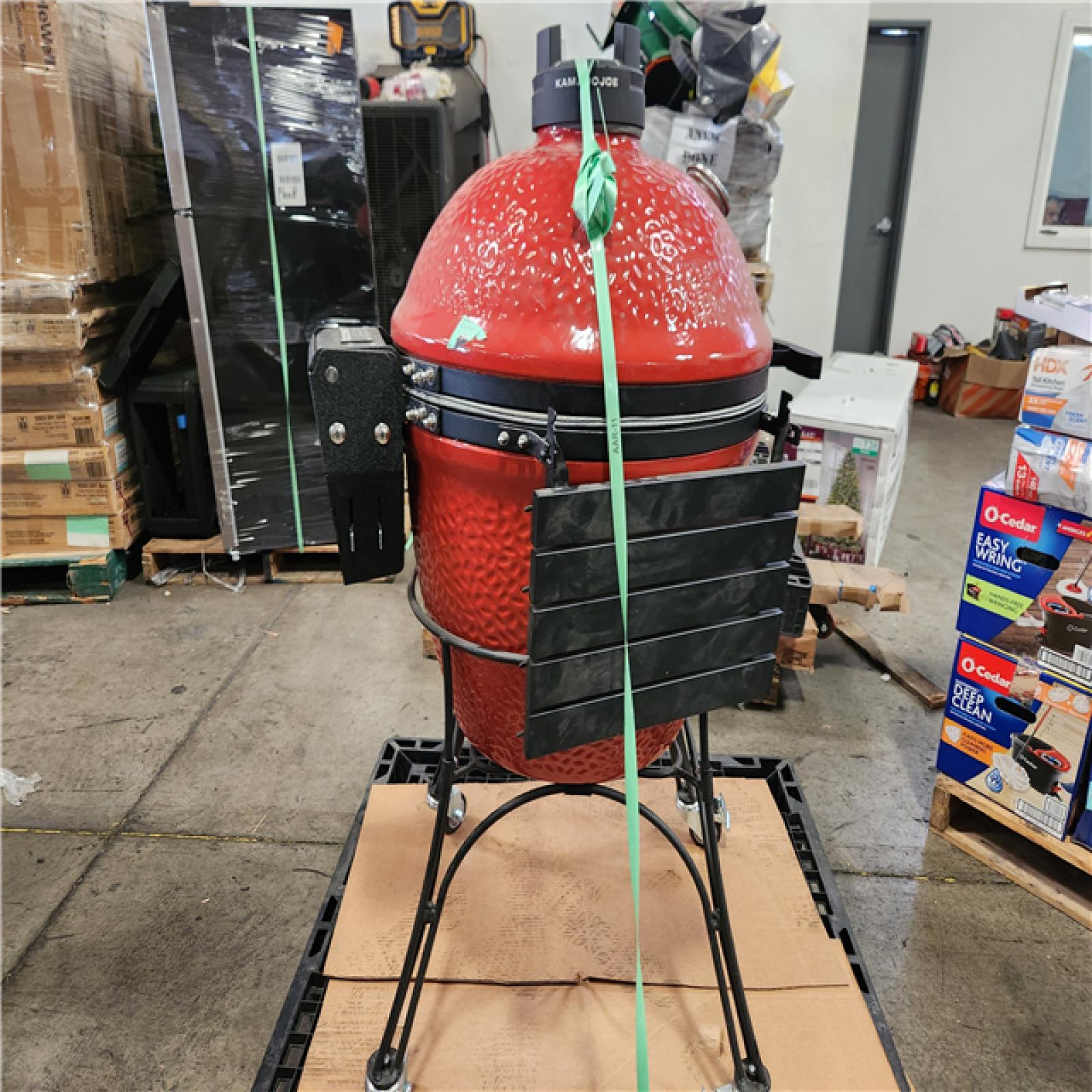 Phoenix Location Kamado Joe Big Joe II 24 in. Charcoal Grill in Red with Cart, Side Shelves, Grate Gripper, and Ash Tool