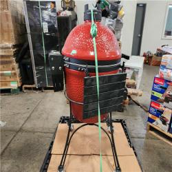 Phoenix Location Kamado Joe Big Joe II 24 in. Charcoal Grill in Red with Cart, Side Shelves, Grate Gripper, and Ash Tool