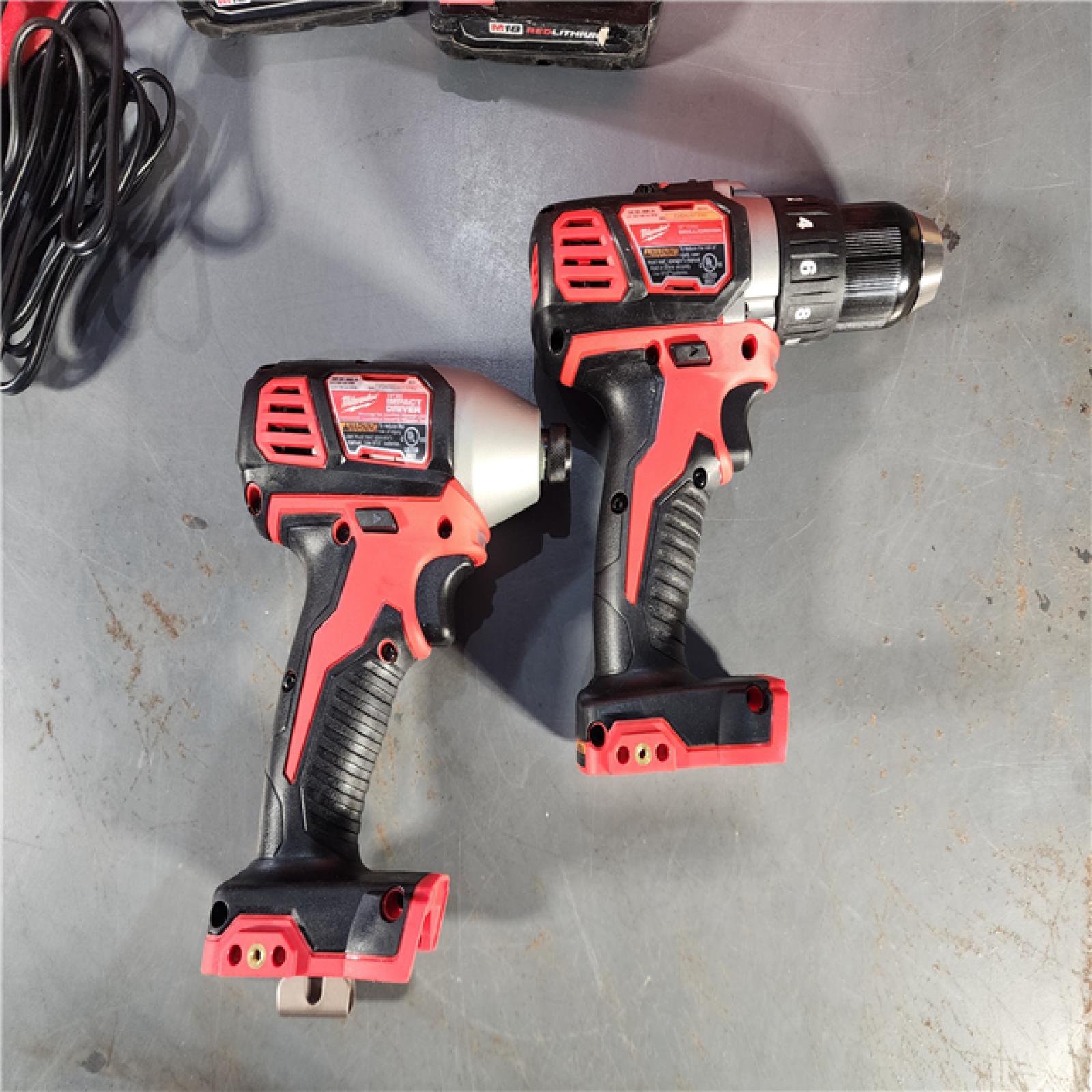 HOUSTON LOCATION - AS-IS Milwaukee M18 18V Cordless Brushed 2 Tool Drill/Driver and Impact Driver Kit