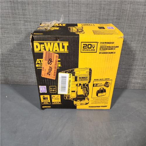 HOUSTON LOCATION - AS-IS DEWALT ATOMIC 20V MAX Lithium Ion Cordless 23 Gauge Pin Nailer Kit with 2.0Ah Battery and Charger