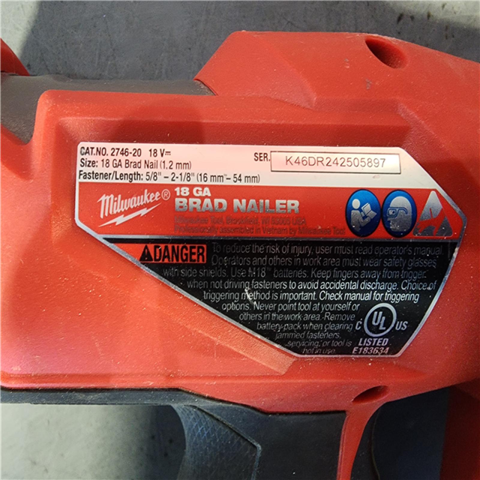 HOUSTON LOCATION - AS-IS Milwaukee M18 Fuel 18V Brushless 18-Gauge Brad Nailer 2746-20 (Bare Tool)