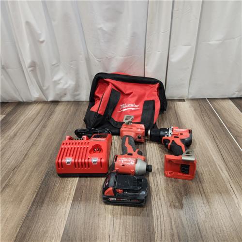 AS IS Milwaukee M18 18V Cordless Brushed 2 Tool Drill/Driver and Impact Driver Kit