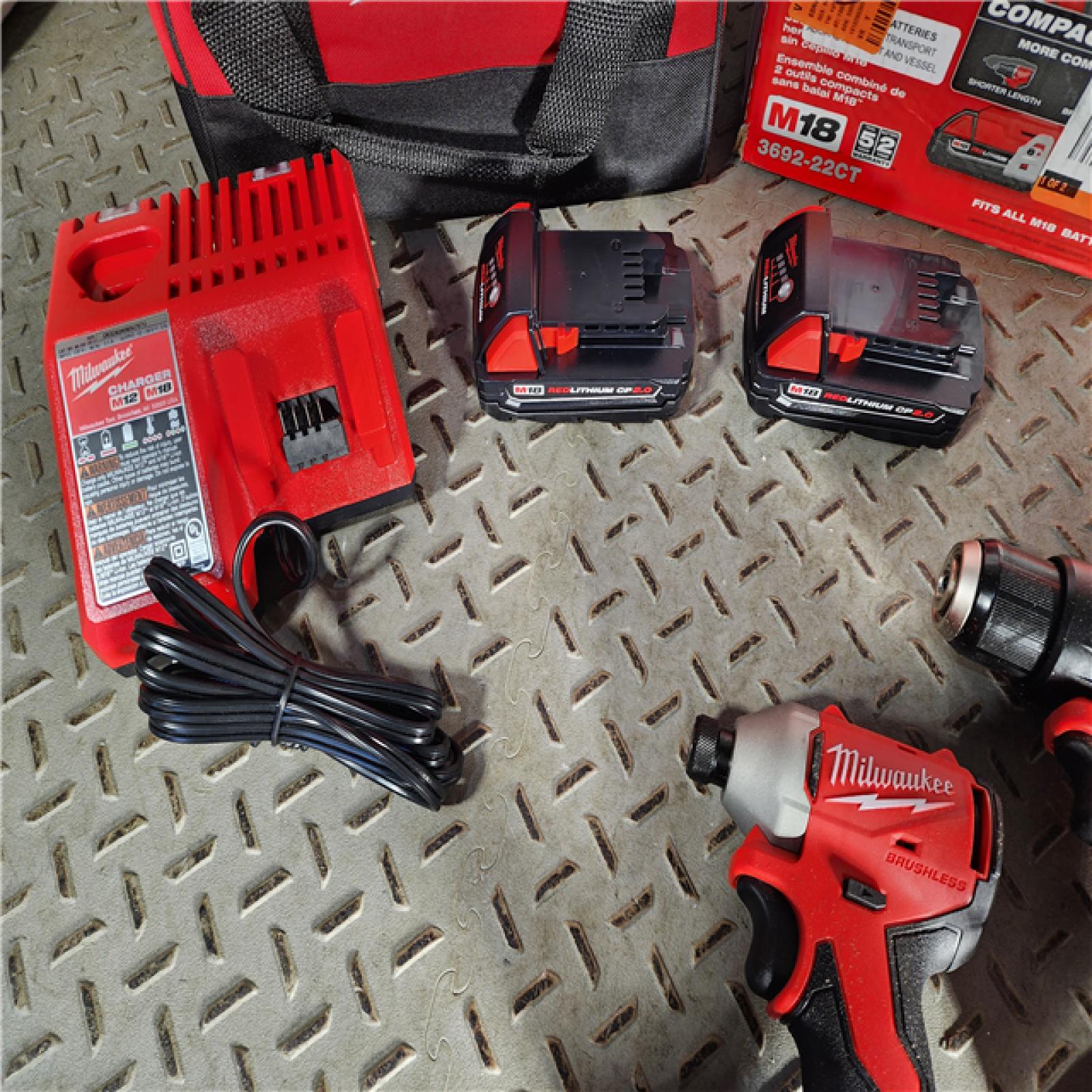 HOUSTON LOCATION - AS-IS (APPEARS LIKE NEW) Milwaukee M18 Compact Brushless 2-Tool Combo Kit