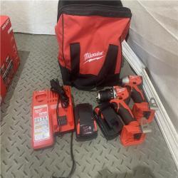 Houston location AS-IS MILWAUKEE M18 18V Lithium-Ion Brushless Cordless Compact Drill/Impact Combo Kit (2-Tool) W/(2) 2.0 Ah Batteries, Charger & Bag